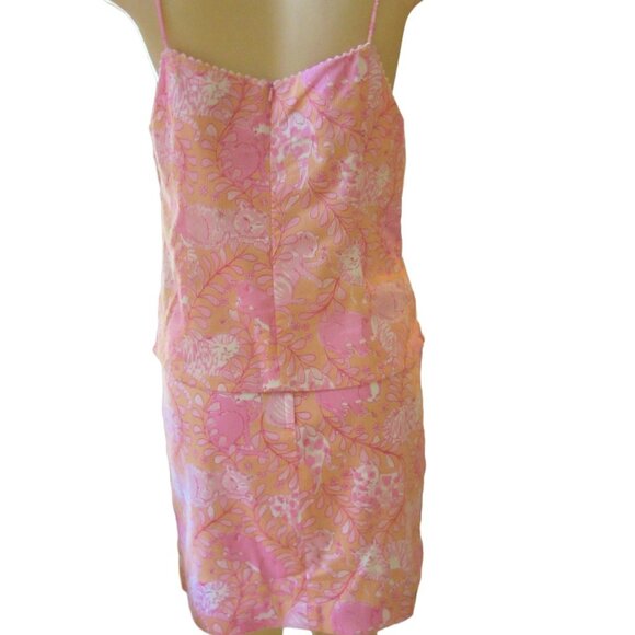Lilly Pulitzer 2 Piece Skirt and Blouse Set, Pink and White with Cats, Sz 10/ 12 - Picture 5 of 10